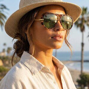 Oversized Trendy Polarized Aviator Sunglasses for Women